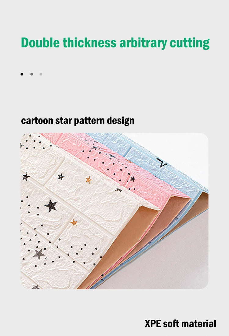 10Pcs 35cmx30cm Wall Stickers Bedroom Warm Cartoon Children's Wall Waterproof And Moisture-Proof Foam Wallpaper