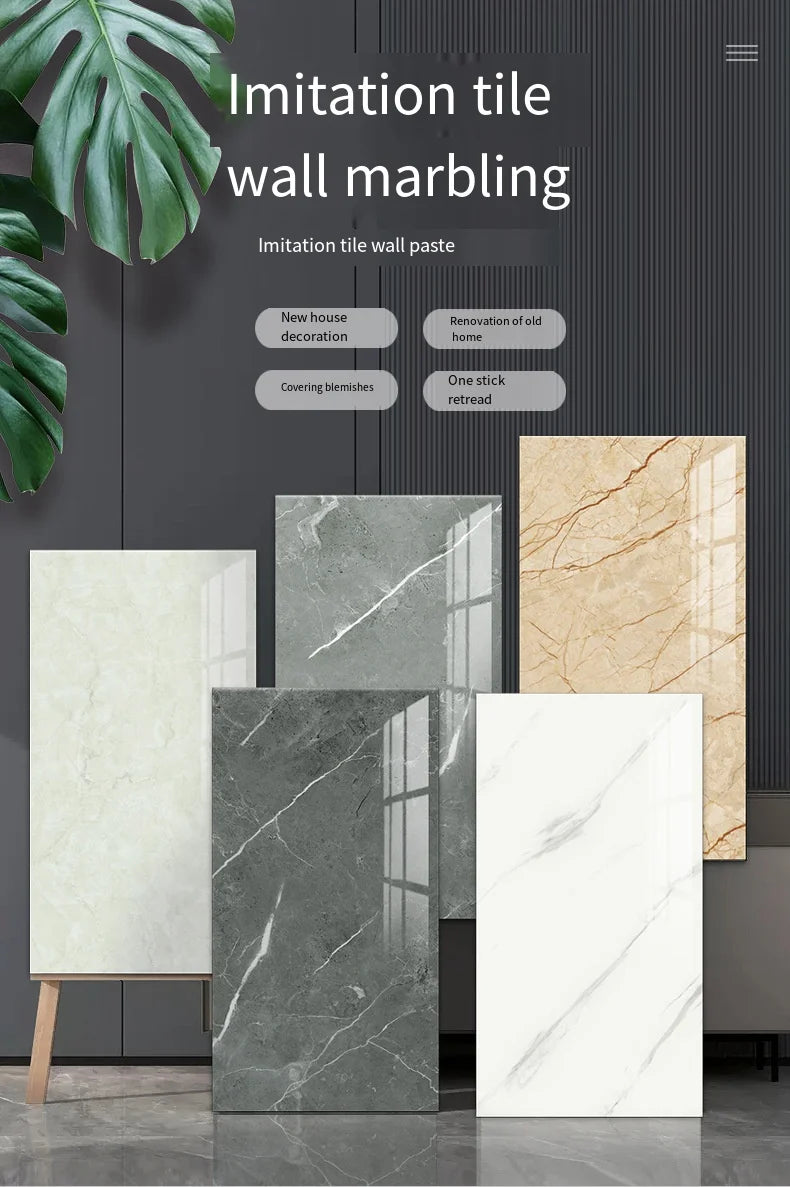 30*30cm Imitation Tile 3D Marble Kitchen Waterproof Self-adhesive Wall Sticker Wall Decoration Bathroom Moisture-proof Wallpaper