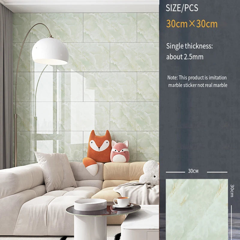 30*30cm Imitation Tile 3D Marble Kitchen Waterproof Self-adhesive Wall Sticker Wall Decoration Bathroom Moisture-proof Wallpaper