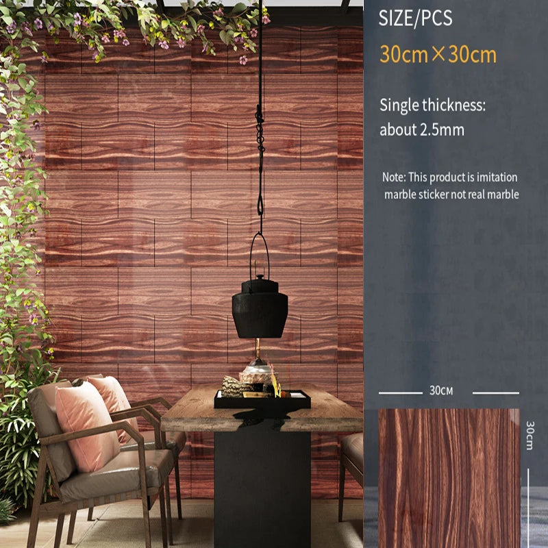 30*30cm Imitation Tile 3D Marble Kitchen Waterproof Self-adhesive Wall Sticker Wall Decoration Bathroom Moisture-proof Wallpaper