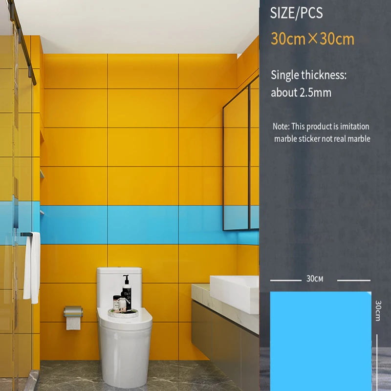 30*30cm Imitation Tile 3D Marble Kitchen Waterproof Self-adhesive Wall Sticker Wall Decoration Bathroom Moisture-proof Wallpaper