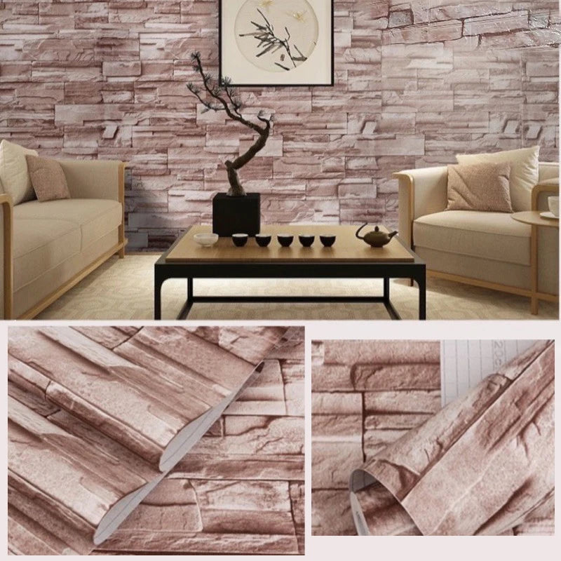 35x38.5CM PVC Waterproof Faux Brick Wallpaper Kitchen Bedroom Decor Self Adhesive Peel and Stick for Home Small Space Decoration