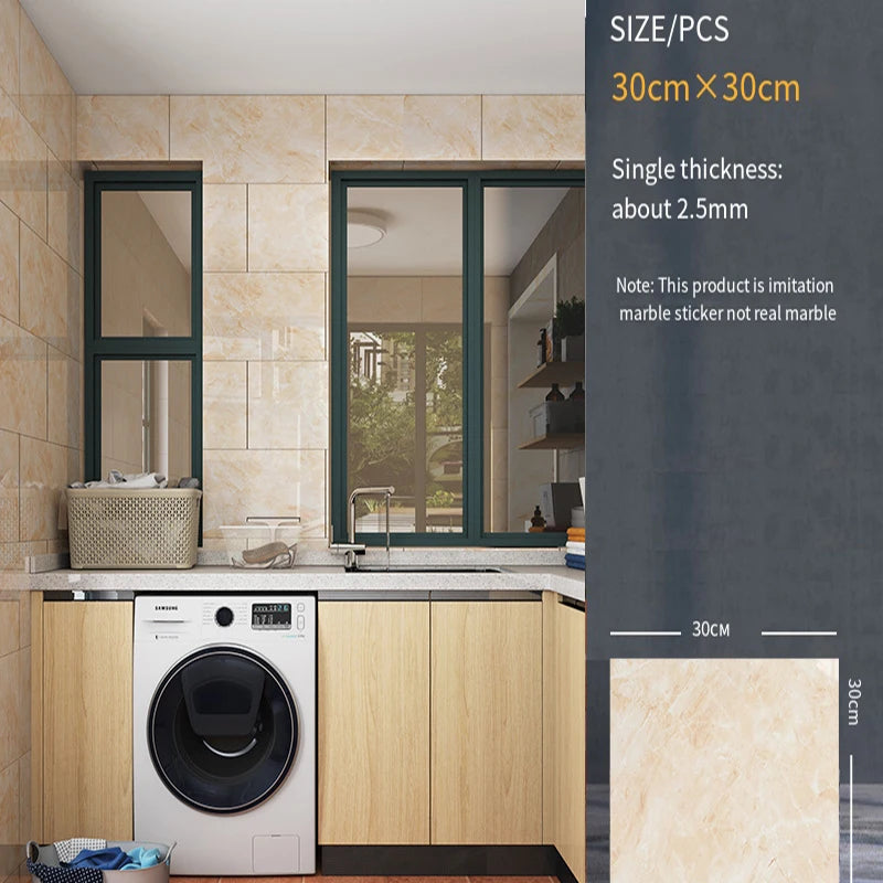 30*30cm Imitation Tile 3D Marble Kitchen Waterproof Self-adhesive Wall Sticker Wall Decoration Bathroom Moisture-proof Wallpaper