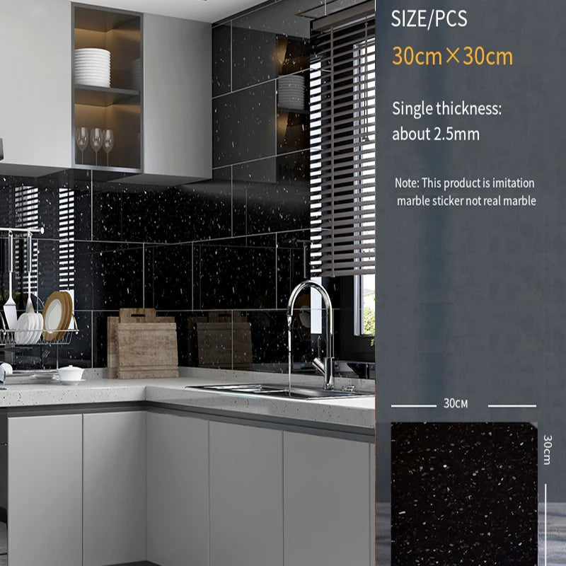 30*30cm Imitation Tile 3D Marble Kitchen Waterproof Self-adhesive Wall Sticker Wall Decoration Bathroom Moisture-proof Wallpaper