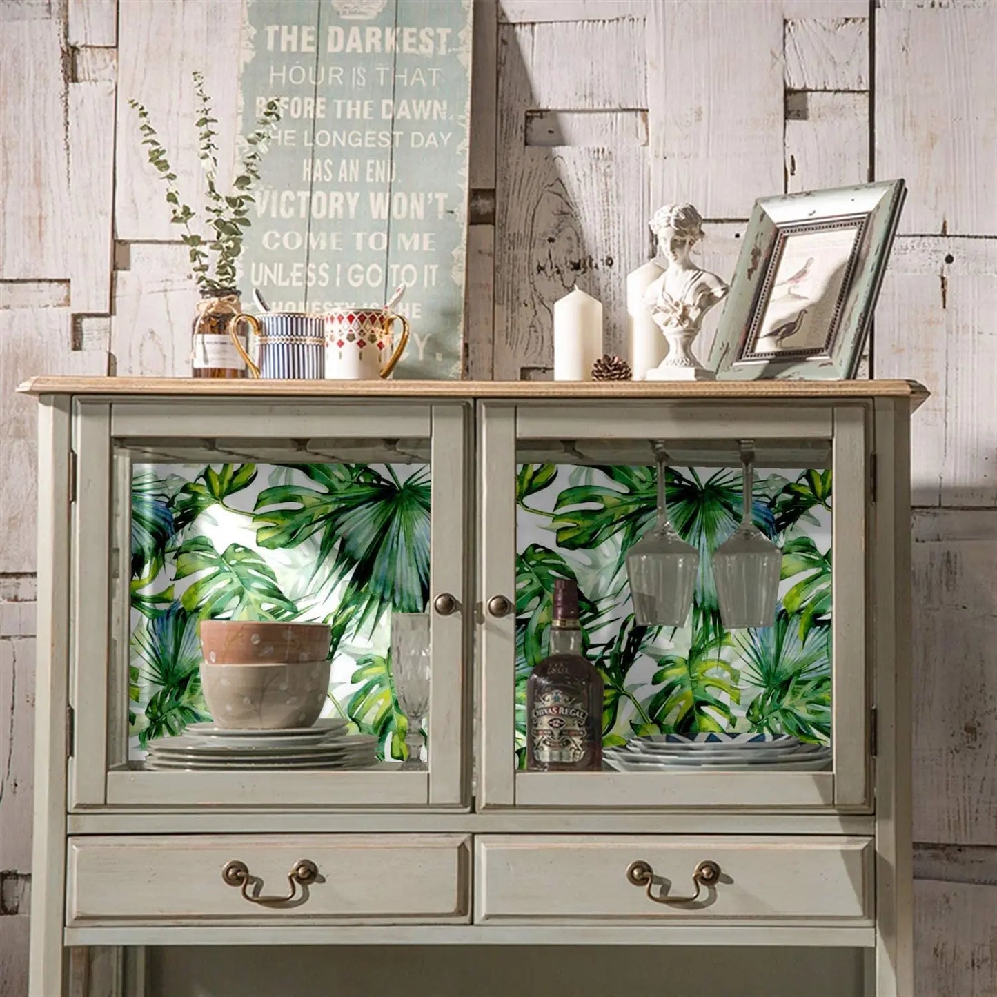 Tropical Palm Leaf Peel and Stick Wallpaper Green Self-Adhesive Prepasted Thickened Waterproof Wallpaper Wall Mural for Decor