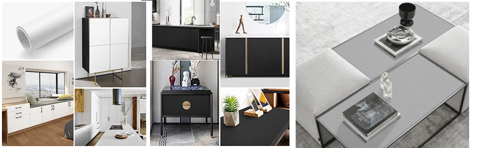 PVC Wallpaper Decoration Vinyl Matte Black Self-adhesive Paper,  Bedroom Furniture Wall Hanging Waterproof Kitchen 60x 5M