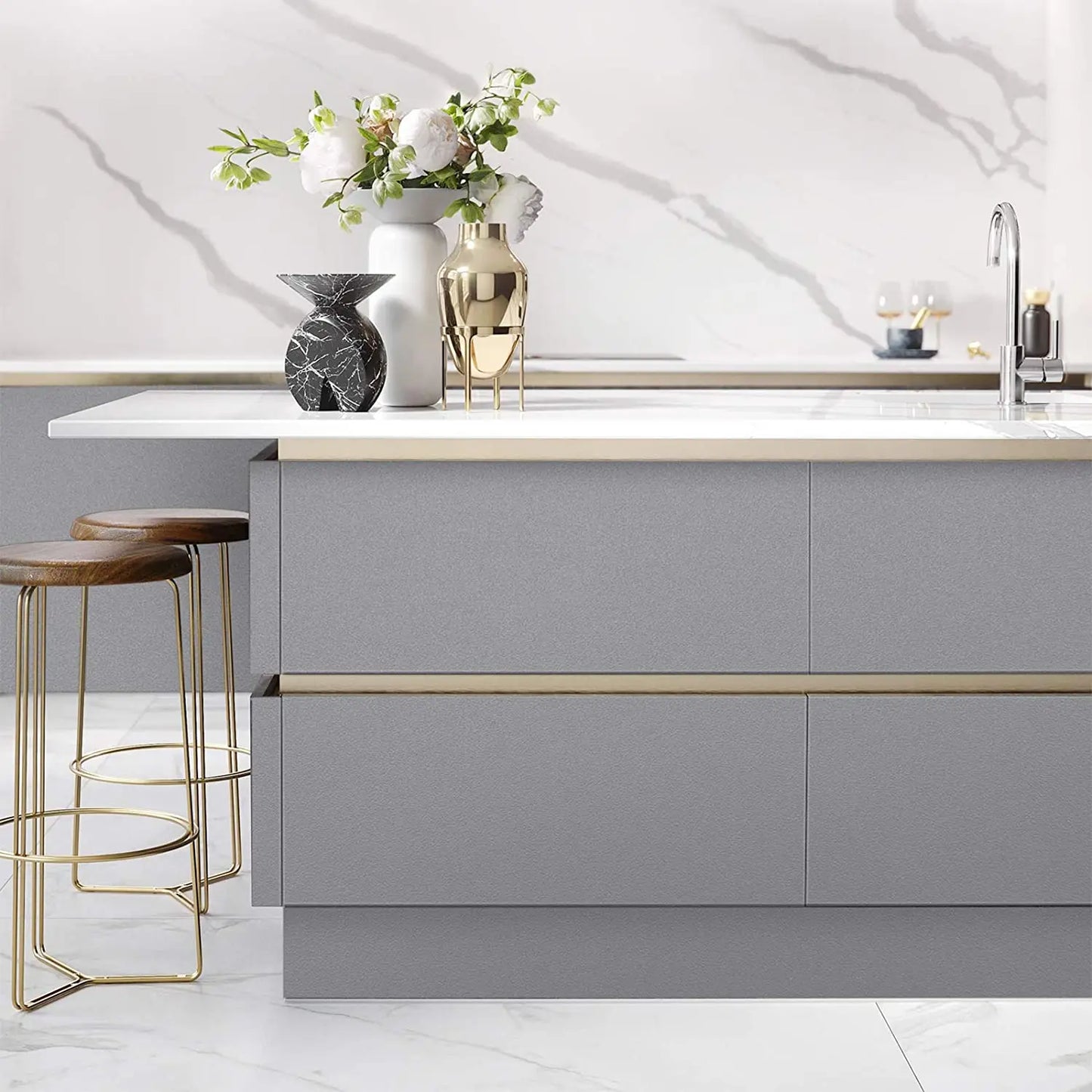 PVC Wallpaper Decoration Vinyl Matte Black Self-adhesive Paper,  Bedroom Furniture Wall Hanging Waterproof Kitchen 60x 5M