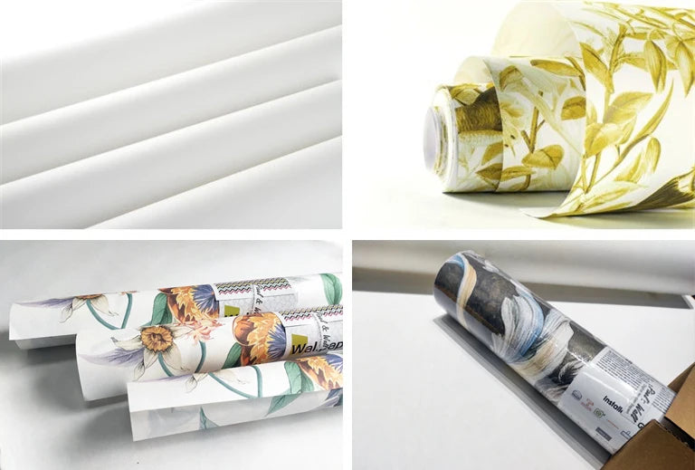 Herbarium wallpaper with intricately drawn flowers and leaves against white backdrop, Scandinavian Wallpaper