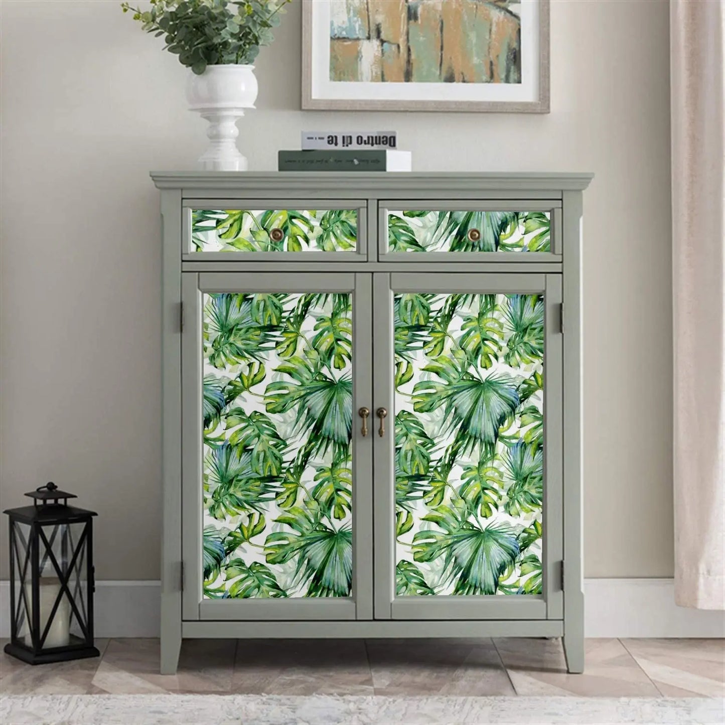 Tropical Palm Leaf Peel and Stick Wallpaper Green Self-Adhesive Prepasted Thickened Waterproof Wallpaper Wall Mural for Decor