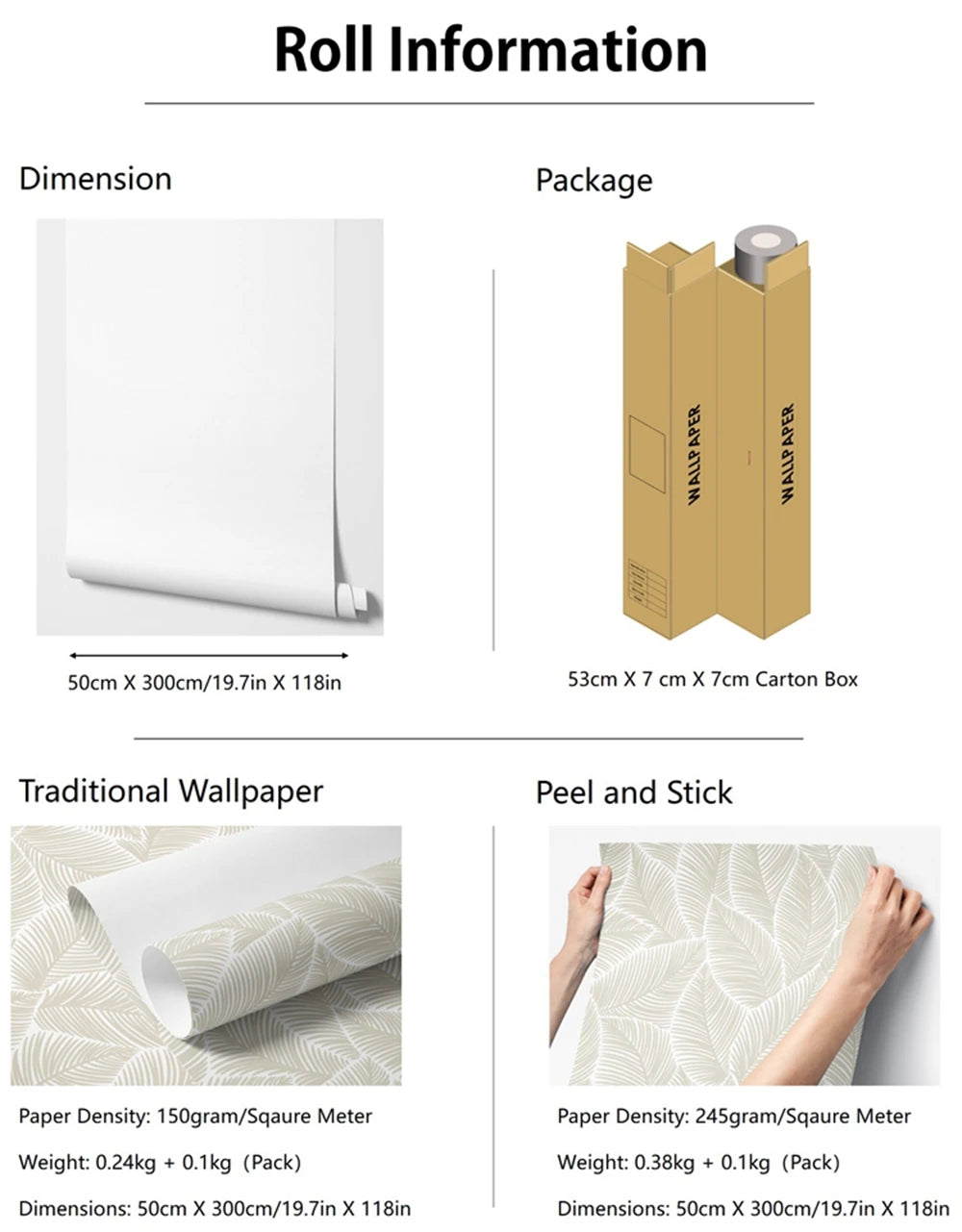 Stripe Wallpaper Peel and Stick,Neutral Nursery Wall Paper Roll,Hand-drawn Stripes Wall Stickers For Kids Room Decoration,50*300