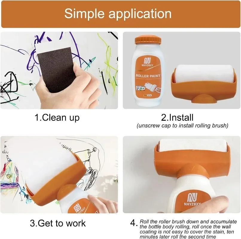 Antibacterial Wall Paint Roller Waterbased Repair Brush Painting For House Interior Wall Portable White Latex Paint Small Roller