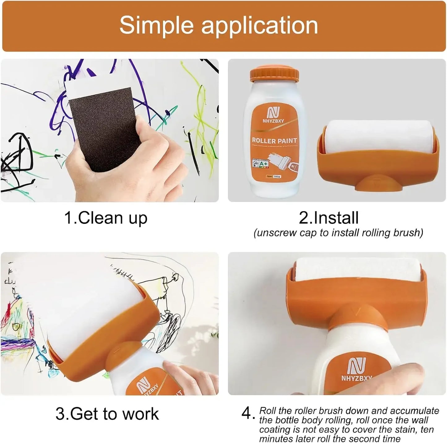 Antibacterial Wall Paint Roller Waterbased Repair Brush Painting For House Interior Wall Portable White Latex Paint Small Roller