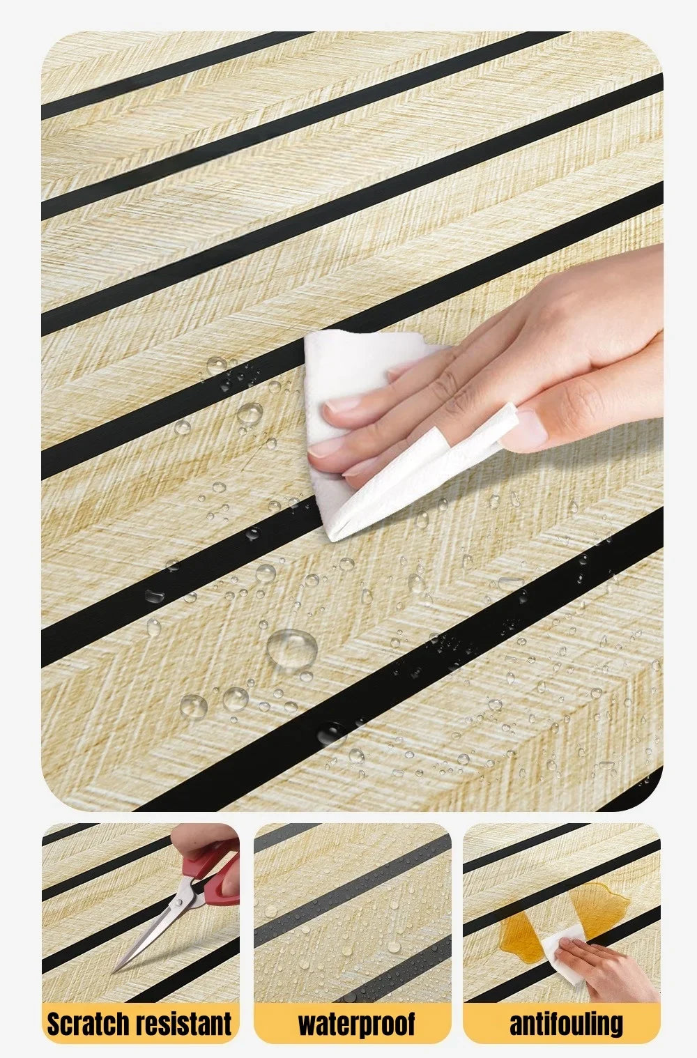 Moisture Resistant Wood Grain Wall Sticker Peel and Stick Wallpaper Home Decor Waterproof Removable Vinyl Sticker Renovation