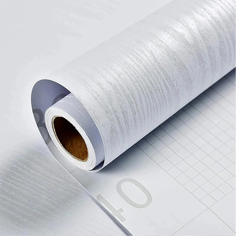 Self-adhesive wallpaper wardrobe waterproof vinyl solid color wood grain bedroom cabinet furniture door renovation wall sticker