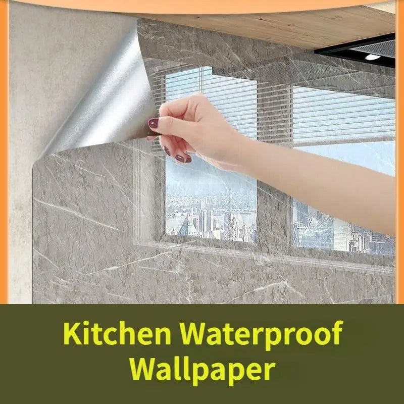 Adhesive Wallpaper Roll with 10 Meters Marble Kitchen Oil Proof Waterproof Wall Stickers Bathroom Countertop Cabinet Renovation
