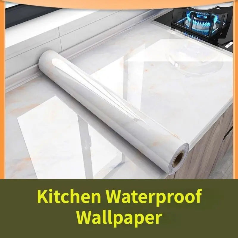 Adhesive Wallpaper Roll with 10 Meters Marble Kitchen Oil Proof Waterproof Wall Stickers Bathroom Countertop Cabinet Renovation