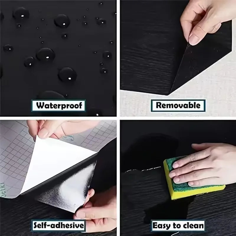 Self-adhesive wallpaper wardrobe waterproof vinyl solid color wood grain bedroom cabinet furniture door renovation wall sticker