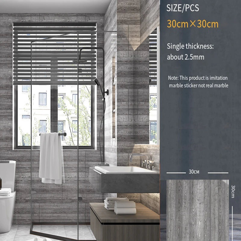 30*30cm Imitation Tile 3D Marble Kitchen Waterproof Self-adhesive Wall Sticker Wall Decoration Bathroom Moisture-proof Wallpaper