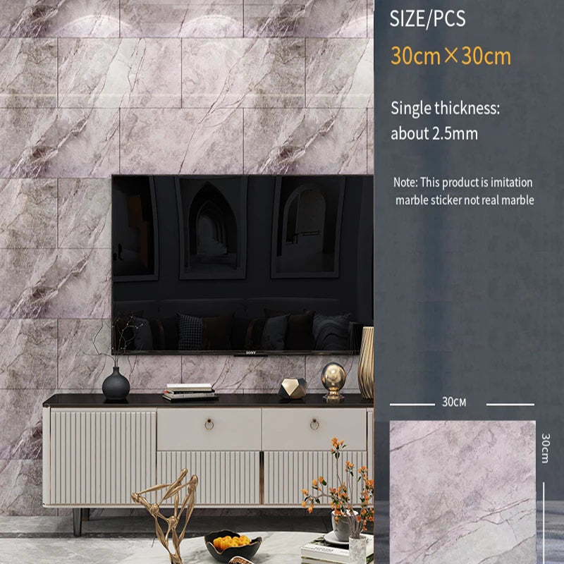 30*30cm Imitation Tile 3D Marble Kitchen Waterproof Self-adhesive Wall Sticker Wall Decoration Bathroom Moisture-proof Wallpaper