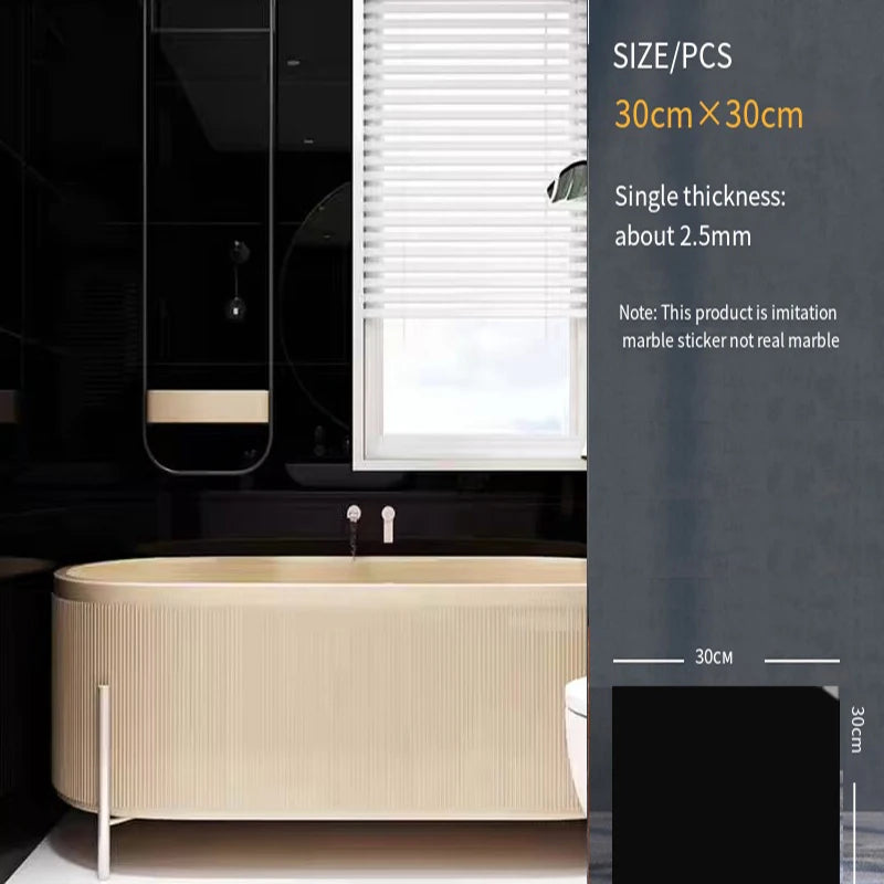 30*30cm Imitation Tile 3D Marble Kitchen Waterproof Self-adhesive Wall Sticker Wall Decoration Bathroom Moisture-proof Wallpaper