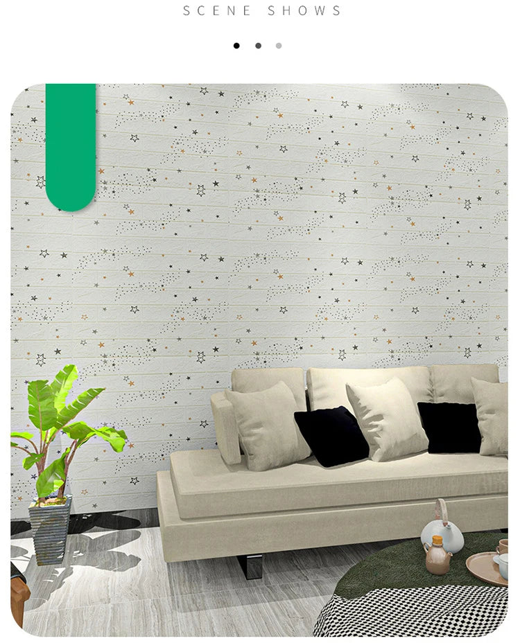 10Pcs 35cmx30cm Wall Stickers Bedroom Warm Cartoon Children's Wall Waterproof And Moisture-Proof Foam Wallpaper