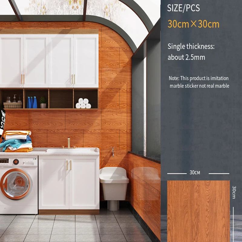 30*30cm Imitation Tile 3D Marble Kitchen Waterproof Self-adhesive Wall Sticker Wall Decoration Bathroom Moisture-proof Wallpaper