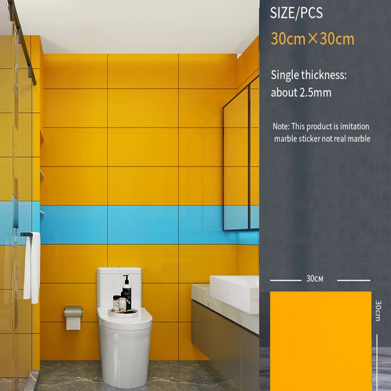 30*30cm Imitation Tile 3D Marble Kitchen Waterproof Self-adhesive Wall Sticker Wall Decoration Bathroom Moisture-proof Wallpaper