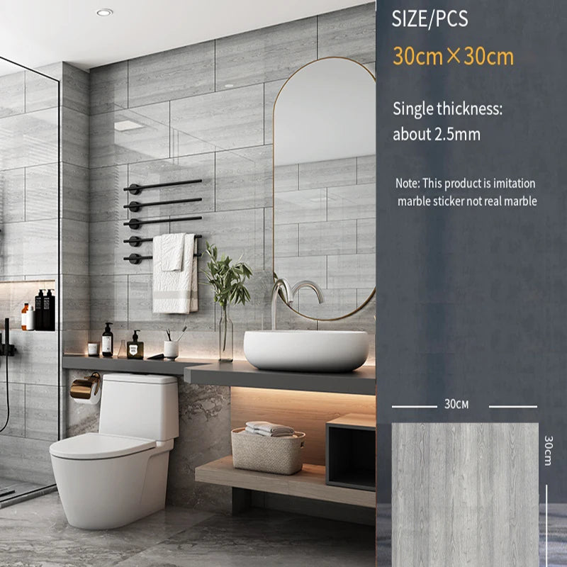 30*30cm Imitation Tile 3D Marble Kitchen Waterproof Self-adhesive Wall Sticker Wall Decoration Bathroom Moisture-proof Wallpaper
