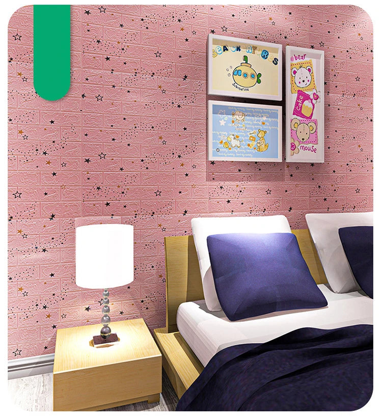 10Pcs 35cmx30cm Wall Stickers Bedroom Warm Cartoon Children's Wall Waterproof And Moisture-Proof Foam Wallpaper