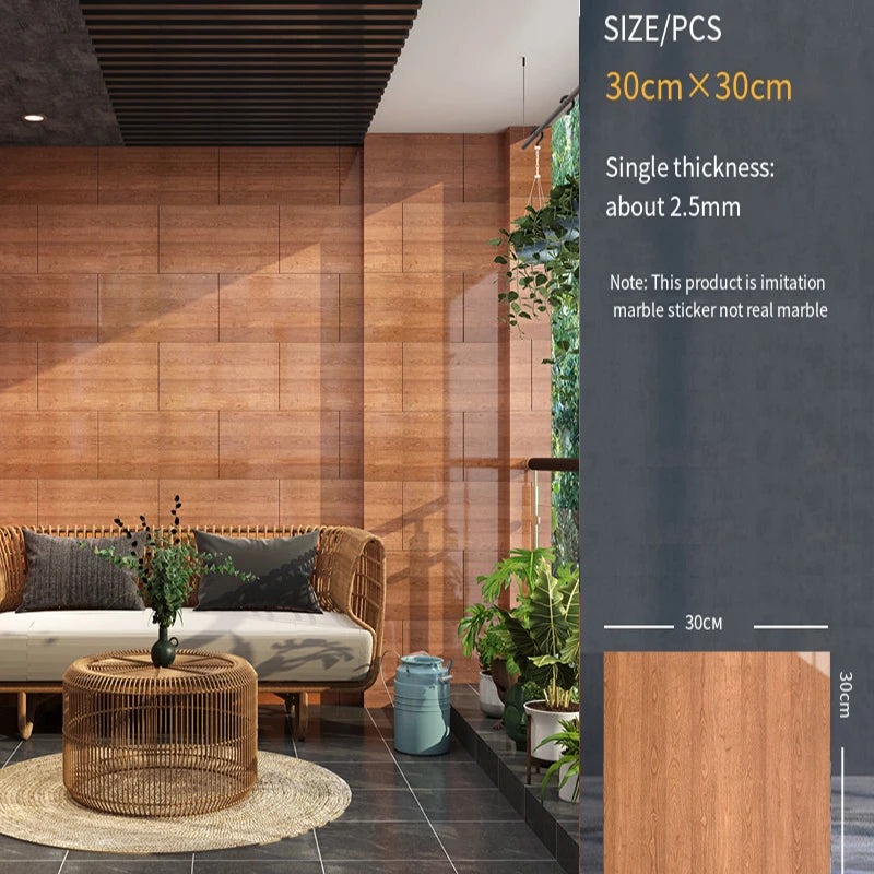 30*30cm Imitation Tile 3D Marble Kitchen Waterproof Self-adhesive Wall Sticker Wall Decoration Bathroom Moisture-proof Wallpaper