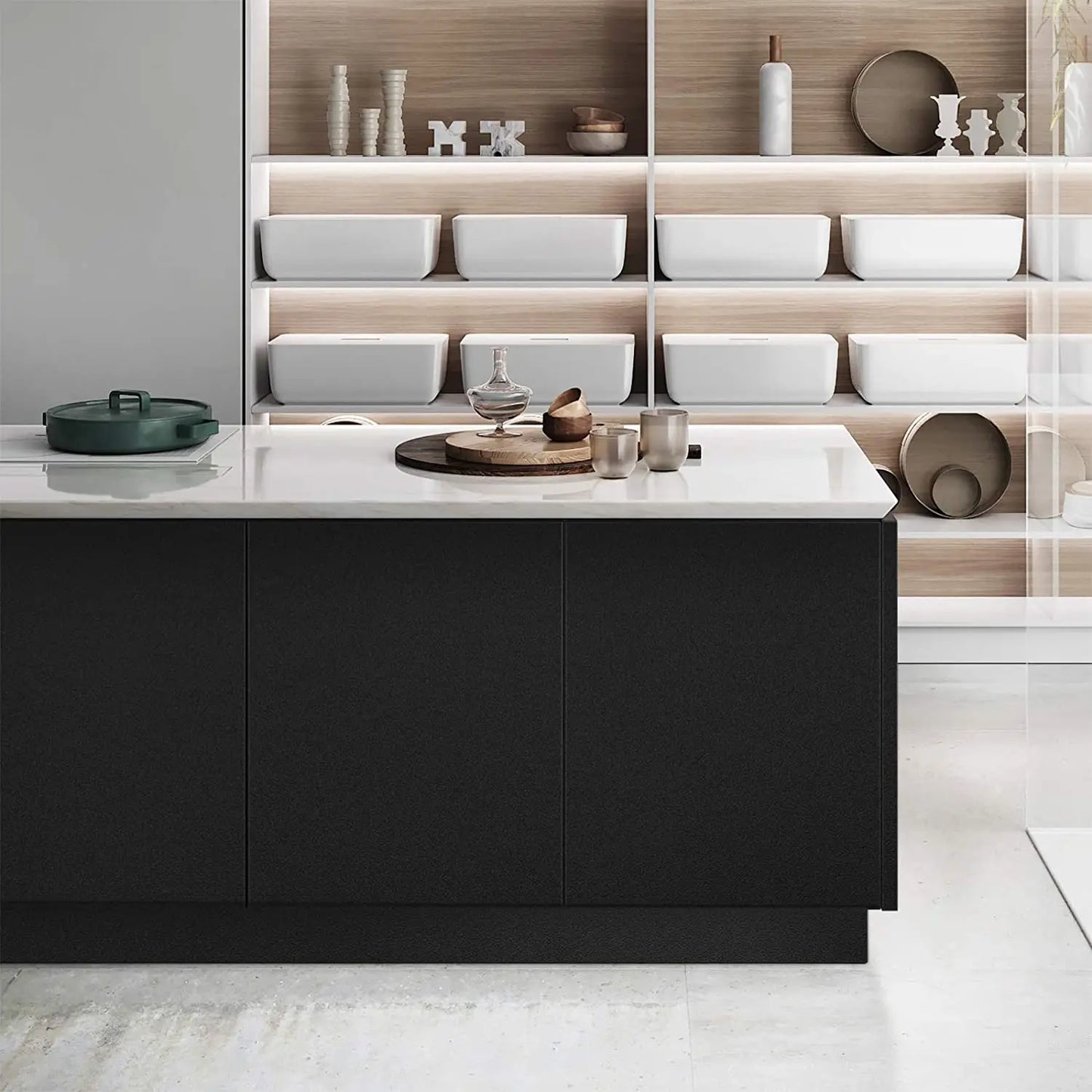 PVC Wallpaper Decoration Vinyl Matte Black Self-adhesive Paper,  Bedroom Furniture Wall Hanging Waterproof Kitchen 60x 5M