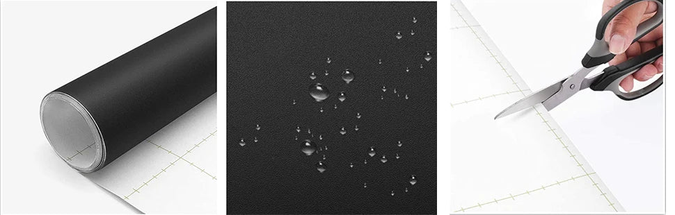 PVC Wallpaper Decoration Vinyl Matte Black Self-adhesive Paper,  Bedroom Furniture Wall Hanging Waterproof Kitchen 60x 5M