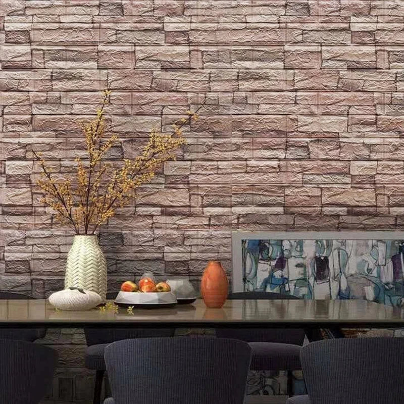 35x38.5CM PVC Waterproof Faux Brick Wallpaper Kitchen Bedroom Decor Self Adhesive Peel and Stick for Home Small Space Decoration