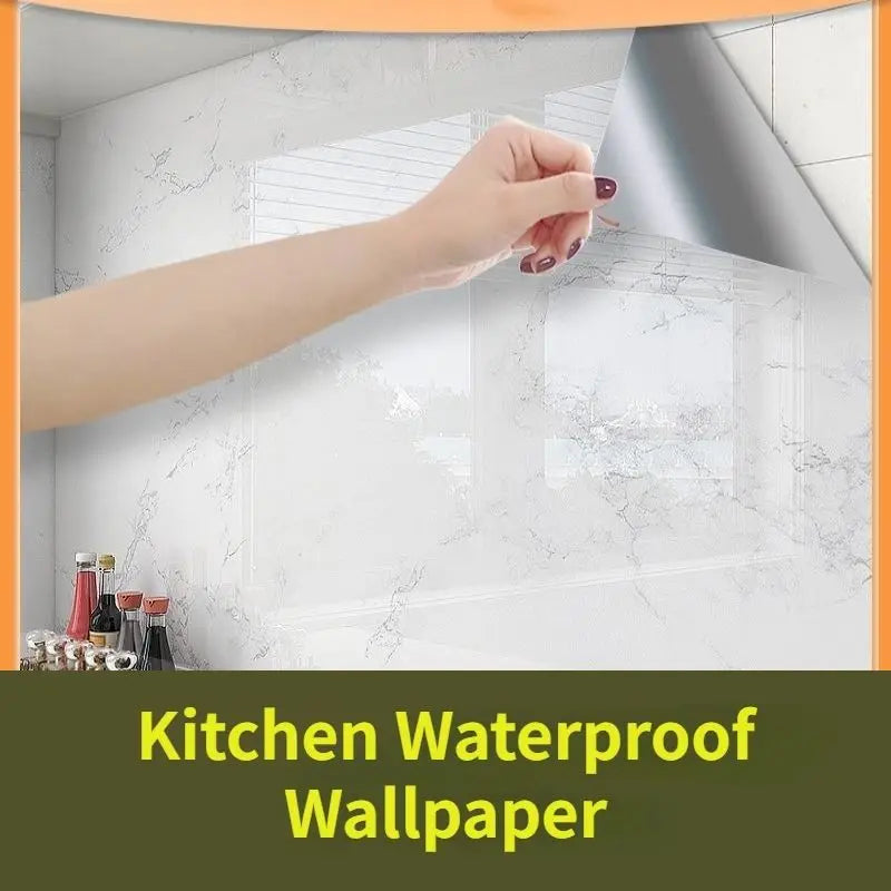 Adhesive Wallpaper Roll with 10 Meters Marble Kitchen Oil Proof Waterproof Wall Stickers Bathroom Countertop Cabinet Renovation