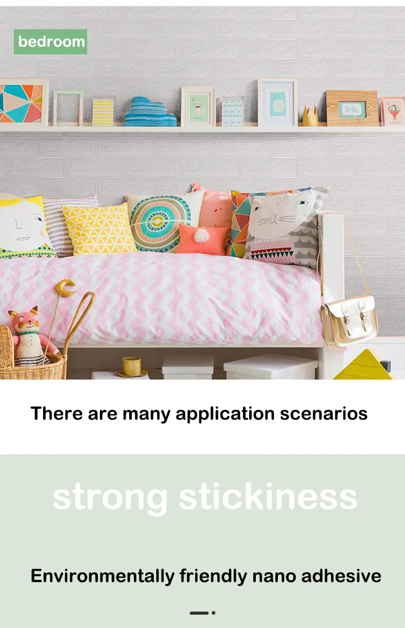 35x38.5CM PVC Waterproof Faux Brick Wallpaper Kitchen Bedroom Decor Self Adhesive Peel and Stick for Home Small Space Decoration