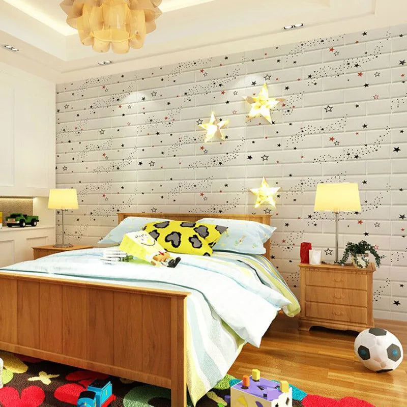 10Pcs 35cmx30cm Wall Stickers Bedroom Warm Cartoon Children's Wall Waterproof And Moisture-Proof Foam Wallpaper