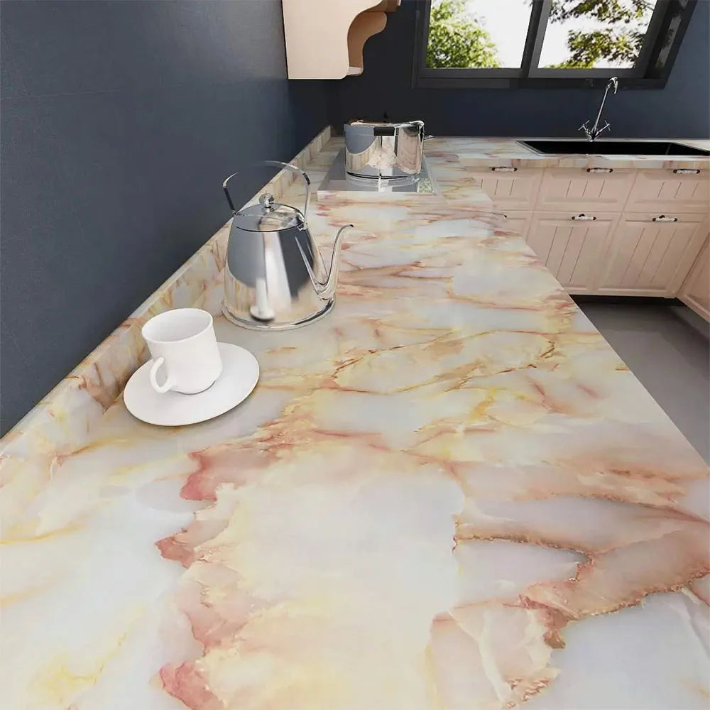 Marble Contact Paper For Countertops,Self-Adhesive Removable Wallpaper PVC Waterproof Oil-Proof Sticker For Kitchen Bathroom