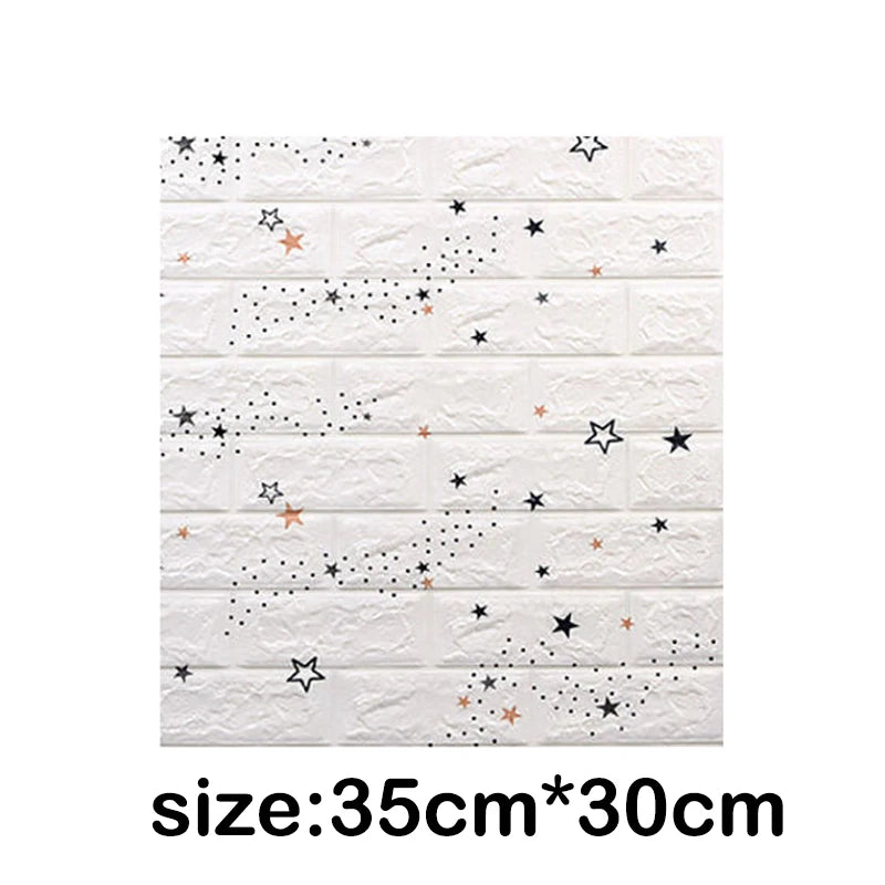 10Pcs 35cmx30cm Wall Stickers Bedroom Warm Cartoon Children's Wall Waterproof And Moisture-Proof Foam Wallpaper