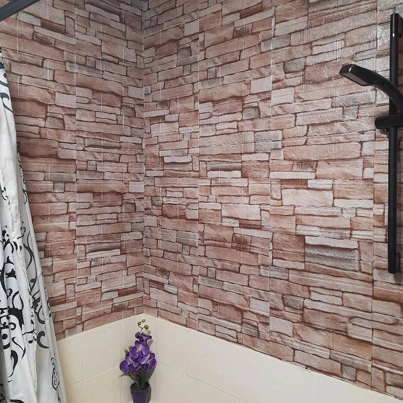 35x38.5CM PVC Waterproof Faux Brick Wallpaper Kitchen Bedroom Decor Self Adhesive Peel and Stick for Home Small Space Decoration