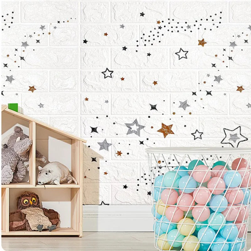 10Pcs 35cmx30cm Wall Stickers Bedroom Warm Cartoon Children's Wall Waterproof And Moisture-Proof Foam Wallpaper